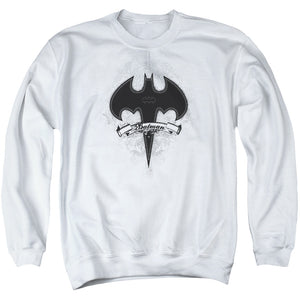 AN OFFCIALLY LICENSED BATMAN GOTHIC GOTHAM ADULT UNISEX CREWNECK SWEATSHIRT WHITE