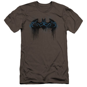 AN OFFCIALLY LICENSED BATMAN RUN AWAY MEN'S PREMIUM SLIM FIT T-SHIRT CHARCOAL