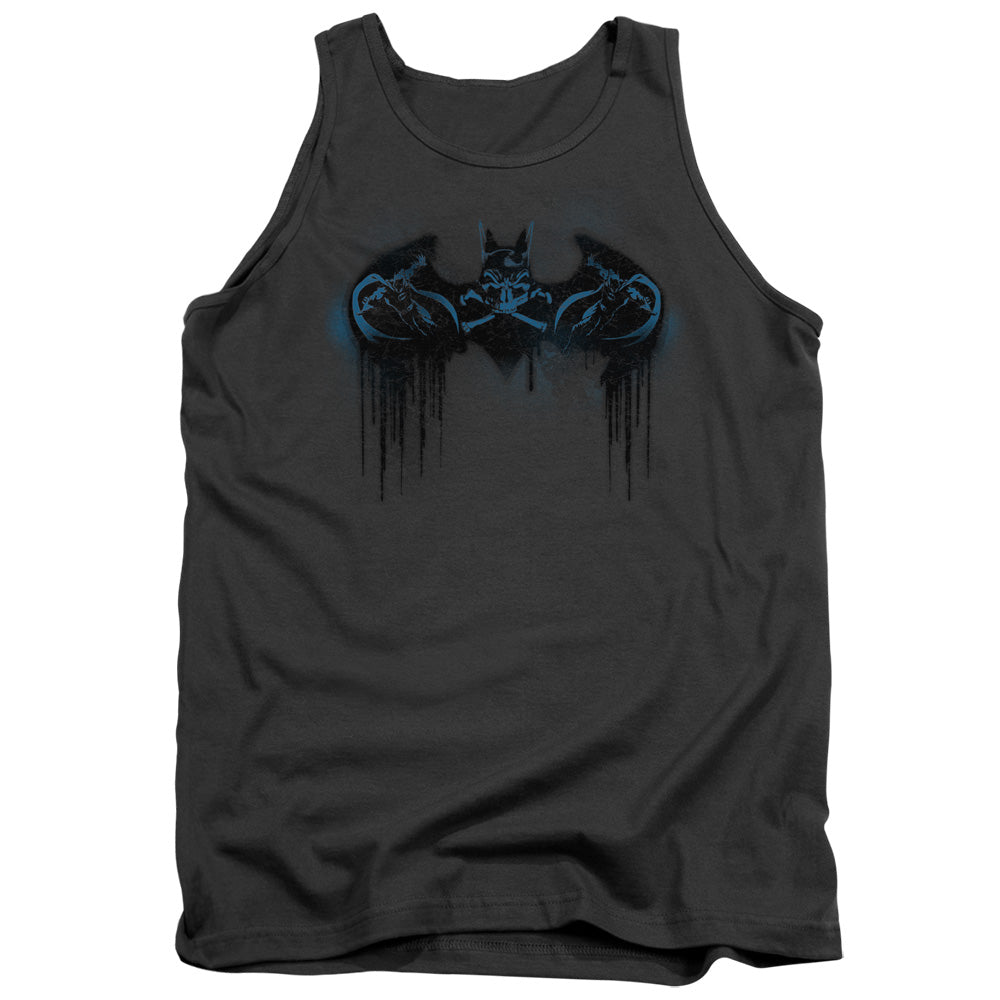 AN OFFCIALLY LICENSED BATMAN RUN AWAY ADULT UNISEX TANK TOP CHARCOAL
