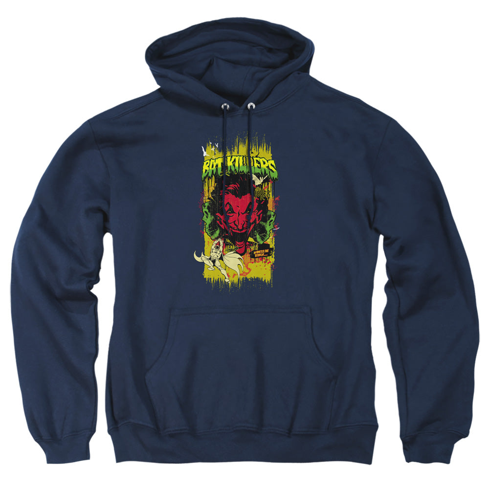 AN OFFCIALLY LICENSED BATMAN BAT KILLERS 2 ADULT UNISEX PULLOVER HOODIE NAVY