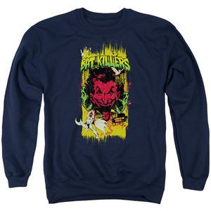AN OFFCIALLY LICENSED BATMAN BAT KILLERS 2 ADULT UNISEX CREWNECK SWEATSHIRT NAVY