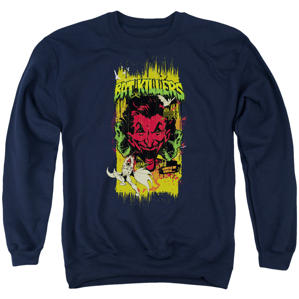 AN OFFCIALLY LICENSED BATMAN BAT KILLERS 2 ADULT UNISEX CREWNECK SWEATSHIRT NAVY