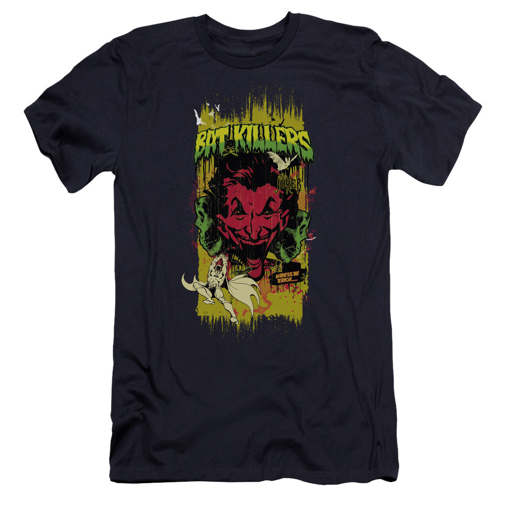 AN OFFCIALLY LICENSED BATMAN BAT KILLERS 2 MEN'S PREMIUM SLIM FIT T-SHIRT NAVY