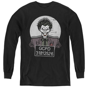 AN OFFCIALLY LICENSED BATMAN BUSTED! YOUTH LONG SLEEVE T-SHIRT BLACK