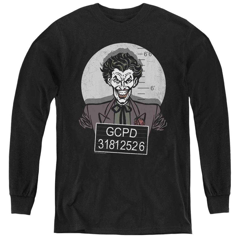 AN OFFCIALLY LICENSED BATMAN BUSTED! YOUTH LONG SLEEVE T-SHIRT BLACK