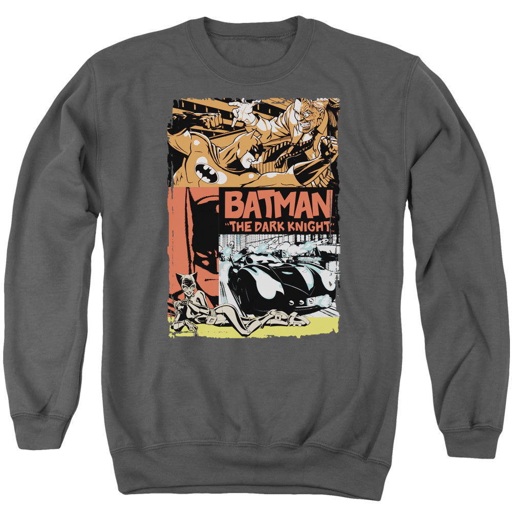 AN OFFCIALLY LICENSED BATMAN OLD MOVIE POSTER ADULT UNISEX CREWNECK SWEATSHIRT CHARCOAL