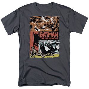 AN OFFCIALLY LICENSED BATMAN OLD MOVIE POSTER MEN'S REGULAR FIT T-SHIRT CHARCOAL
