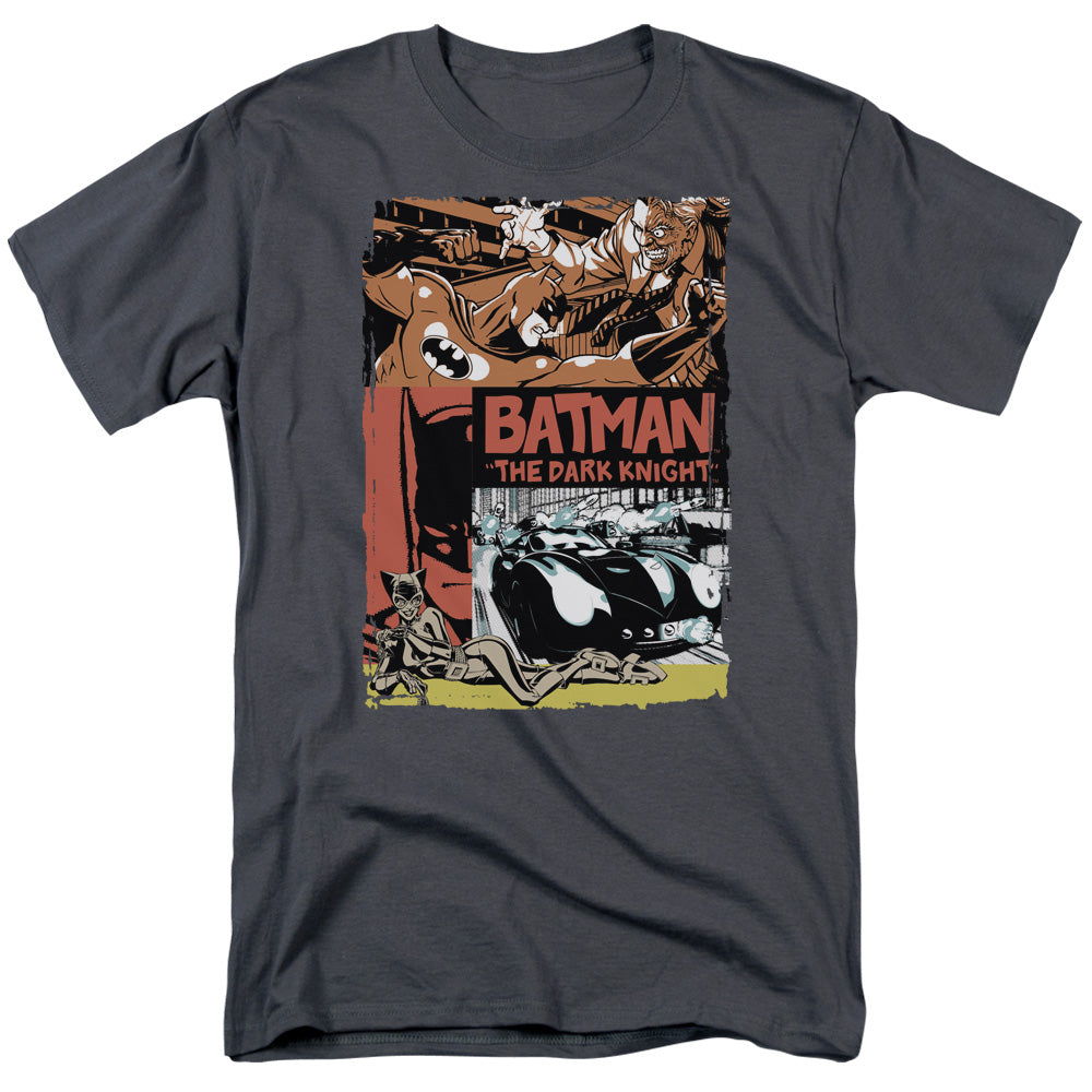 AN OFFCIALLY LICENSED BATMAN OLD MOVIE POSTER MEN'S REGULAR FIT T-SHIRT CHARCOAL