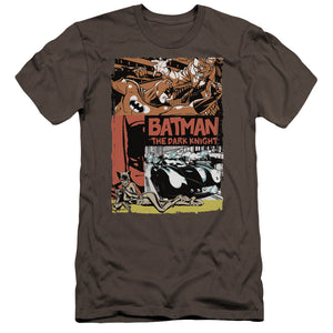 AN OFFCIALLY LICENSED BATMAN OLD MOVIE POSTER MEN'S PREMIUM SLIM FIT T-SHIRT CHARCOAL