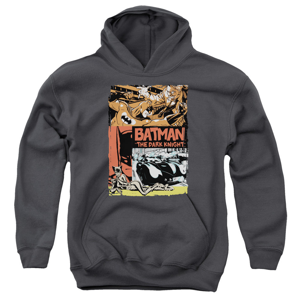 AN OFFCIALLY LICENSED BATMAN OLD MOVIE POSTER YOUTH HOODIE CHARCOAL