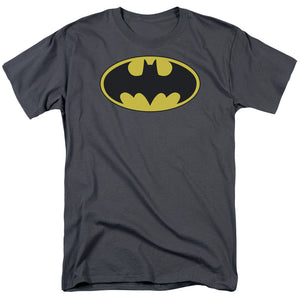 AN OFFCIALLY LICENSED BATMAN CLASSIC BAT LOGO MEN'S REGULAR FIT T-SHIRT CHARCOAL