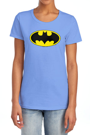 AN OFFCIALLY LICENSED BATMAN CLASSIC BAT LOGO WOMEN'S REGULAR FIT T-SHIRT CHARCOAL