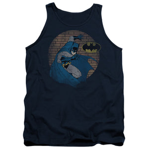 AN OFFCIALLY LICENSED BATMAN IN THE SPOTLIGHT ADULT UNISEX TANK TOP NAVY