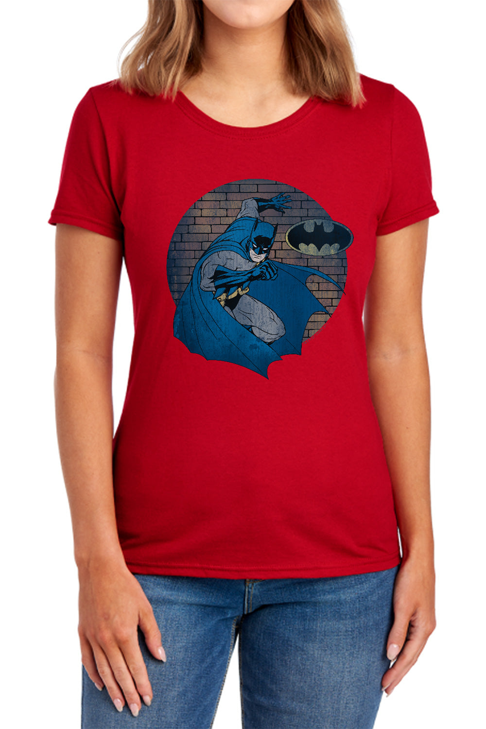AN OFFCIALLY LICENSED BATMAN IN THE SPOTLIGHT WOMEN'S REGULAR FIT T-SHIRT NAVY
