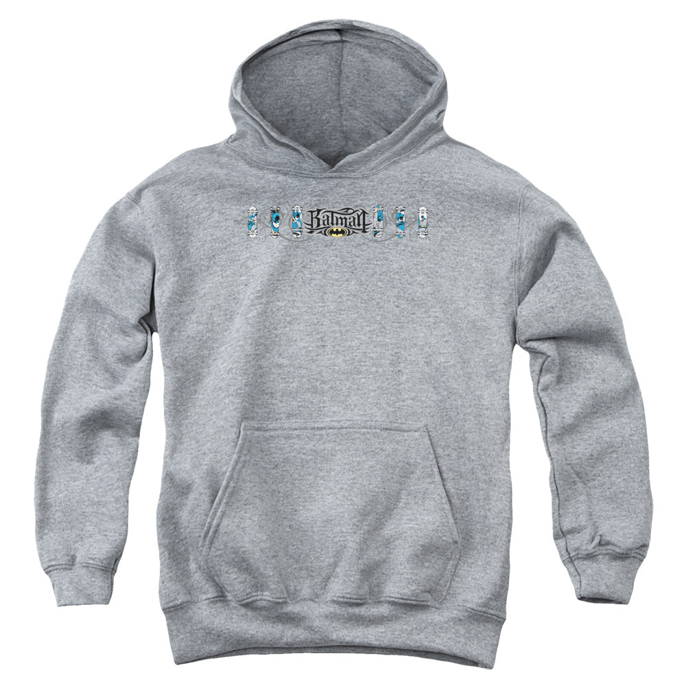 AN OFFCIALLY LICENSED BATMAN SKATEBOARD BATS YOUTH HOODIE ATHLETIC HEATHER
