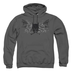 AN OFFCIALLY LICENSED BATMAN ILL OMEN ADULT UNISEX PULLOVER HOODIE CHARCOAL