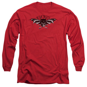 AN OFFCIALLY LICENSED BATMAN WINGS OF WRATH MEN'S LONG SLEEVE T-SHIRT RED