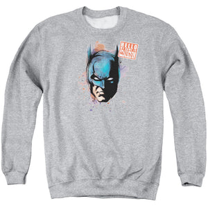 AN OFFCIALLY LICENSED BATMAN HELLO ADULT UNISEX CREWNECK SWEATSHIRT ATHLETIC HEATHER