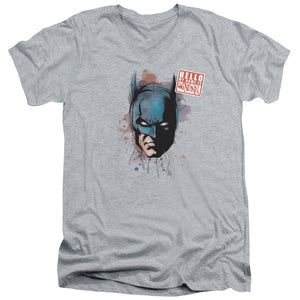 AN OFFCIALLY LICENSED BATMAN HELLO MEN'S V-NECK T-SHIRT ATHLETIC HEATHER