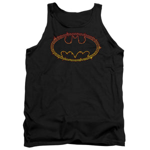 AN OFFCIALLY LICENSED BATMAN FLAME OUTLINED LOGO ADULT UNISEX TANK TOP BLACK