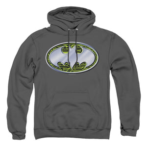 AN OFFCIALLY LICENSED BATMAN CIRCUITS LOGO ADULT UNISEX PULLOVER HOODIE CHARCOAL