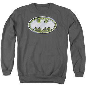 AN OFFCIALLY LICENSED BATMAN CIRCUITS LOGO ADULT UNISEX CREWNECK SWEATSHIRT CHARCOAL