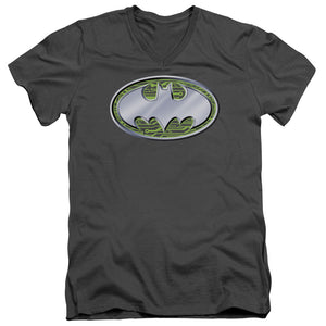 AN OFFCIALLY LICENSED BATMAN CIRCUITS LOGO MEN'S V-NECK T-SHIRT CHARCOAL