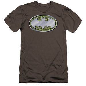 AN OFFCIALLY LICENSED BATMAN CIRCUITS LOGO MEN'S PREMIUM SLIM FIT T-SHIRT CHARCOAL