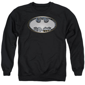 AN OFFCIALLY LICENSED BATMAN STEEL WALL SHIELD ADULT UNISEX CREWNECK SWEATSHIRT BLACK