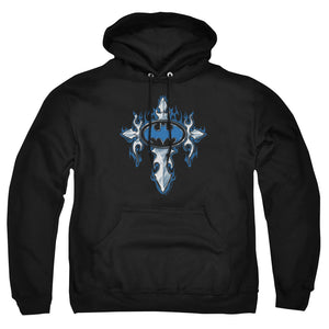 AN OFFCIALLY LICENSED BATMAN GOTHIC STEEL LOGO ADULT UNISEX PULLOVER HOODIE BLACK