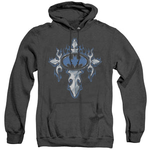 AN OFFCIALLY LICENSED BATMAN GOTHIC STEEL LOGO ADULT UNISEX HEATHER PULLOVER HOODIE BLACK