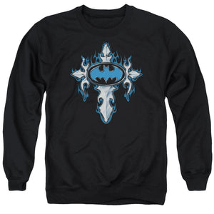 AN OFFCIALLY LICENSED BATMAN GOTHIC STEEL LOGO ADULT UNISEX CREWNECK SWEATSHIRT BLACK