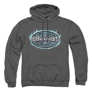 AN OFFCIALLY LICENSED BATMAN DARK KNIGHT STEEL SHIELD ADULT UNISEX PULLOVER HOODIE CHARCOAL