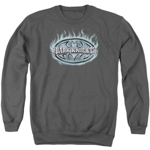 AN OFFCIALLY LICENSED BATMAN DARK KNIGHT STEEL SHIELD ADULT UNISEX CREWNECK SWEATSHIRT CHARCOAL