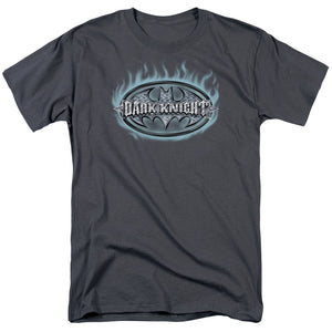 AN OFFCIALLY LICENSED BATMAN DARK KNIGHT STEEL SHIELD MEN'S REGULAR FIT T-SHIRT CHARCOAL