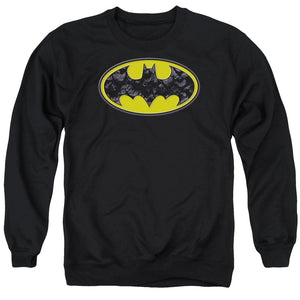 AN OFFCIALLY LICENSED BATMAN BATS IN LOGO ADULT UNISEX CREWNECK SWEATSHIRT BLACK