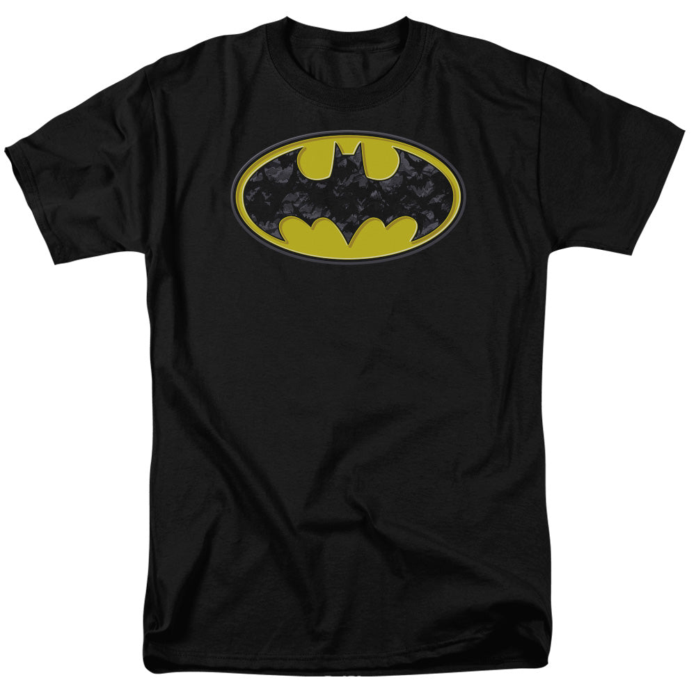 AN OFFCIALLY LICENSED BATMAN BATS IN LOGO MEN'S REGULAR FIT T-SHIRT BLACK