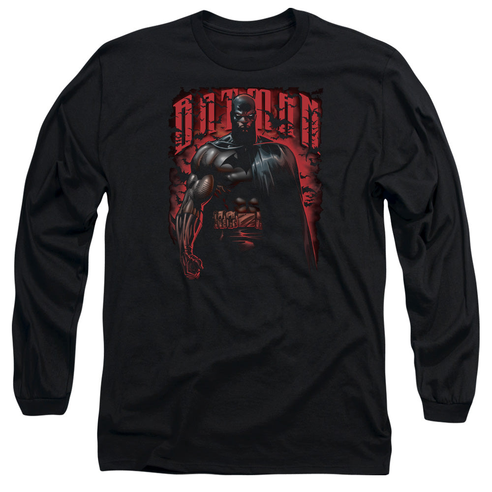 AN OFFCIALLY LICENSED BATMAN RED KNIGHT MEN'S LONG SLEEVE T-SHIRT BLACK