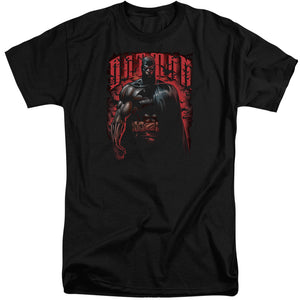 AN OFFCIALLY LICENSED BATMAN RED KNIGHT MEN'S TALL FIT T-SHIRT BLACK