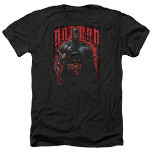 AN OFFCIALLY LICENSED BATMAN RED KNIGHT MEN'S HEATHER T-SHIRT CHARCOAL