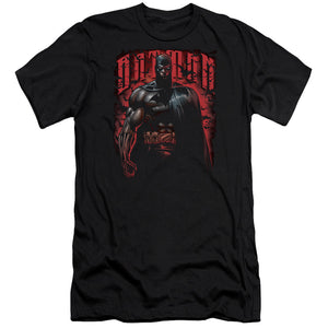AN OFFCIALLY LICENSED BATMAN RED KNIGHT MEN'S PREMIUM SLIM FIT T-SHIRT BLACK