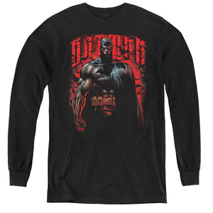 AN OFFCIALLY LICENSED BATMAN RED KNIGHT YOUTH LONG SLEEVE T-SHIRT BLACK