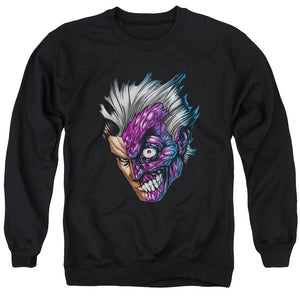 AN OFFCIALLY LICENSED BATMAN JUST FACE ADULT UNISEX CREWNECK SWEATSHIRT BLACK