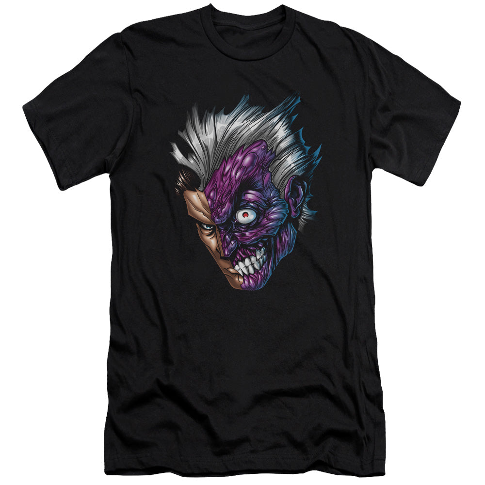AN OFFCIALLY LICENSED BATMAN JUST FACE MEN'S PREMIUM SLIM FIT T-SHIRT BLACK