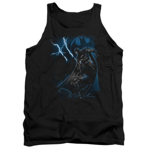 AN OFFCIALLY LICENSED BATMAN LIGHTNING STRIKES ADULT UNISEX TANK TOP BLACK
