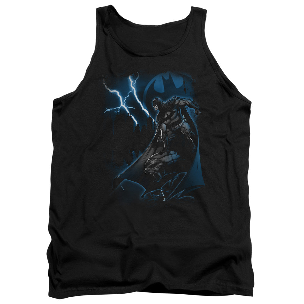 AN OFFCIALLY LICENSED BATMAN LIGHTNING STRIKES ADULT UNISEX TANK TOP BLACK