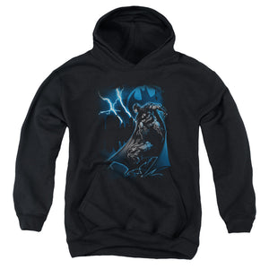 AN OFFCIALLY LICENSED BATMAN LIGHTNING STRIKES YOUTH HOODIE BLACK
