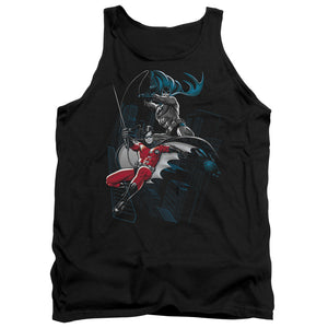 AN OFFCIALLY LICENSED BATMAN BLACK AND WHITE ADULT UNISEX TANK TOP BLACK