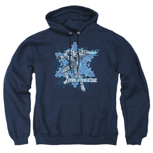 AN OFFCIALLY LICENSED BATMAN MR FREEZE ADULT UNISEX PULLOVER HOODIE NAVY