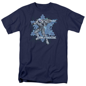 AN OFFCIALLY LICENSED BATMAN MR FREEZE MEN'S REGULAR FIT T-SHIRT NAVY